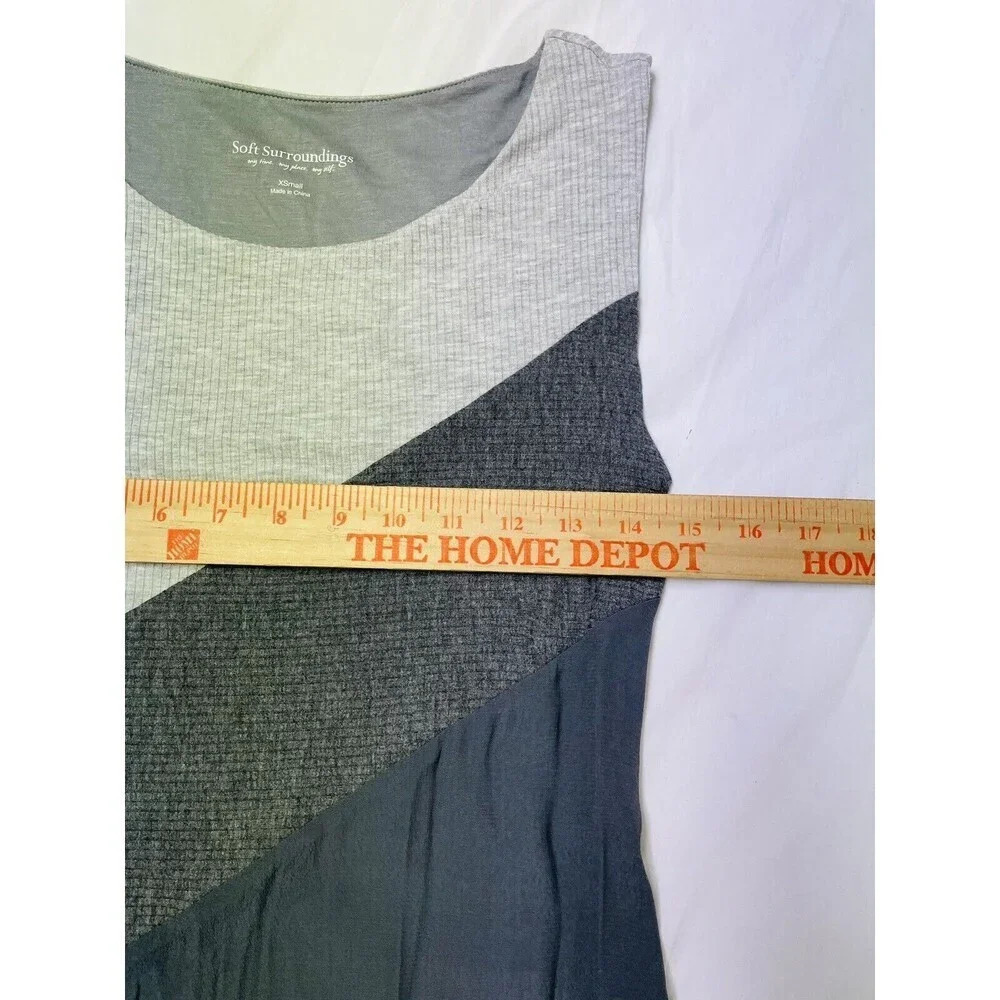 Soft Surroundings Midi Dress Sz XS Gray Colorblock Flowy Sleeveless Sheer Casual - Picture 6 of 6